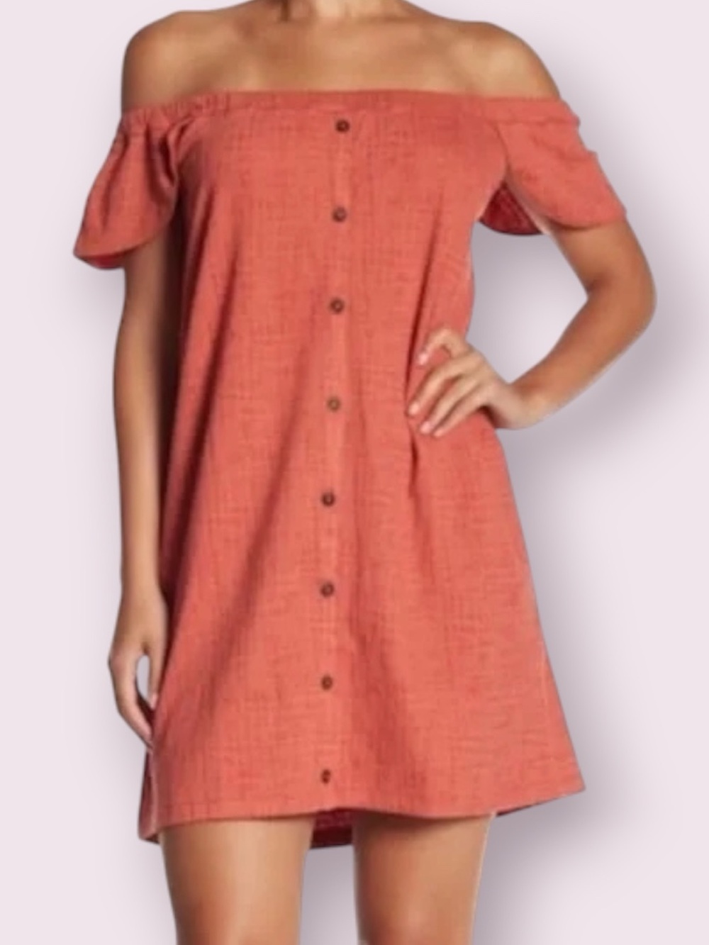 Madewell Off The Shoulder Textured Flutter Sleeve Dress Burnt Orange Medium
